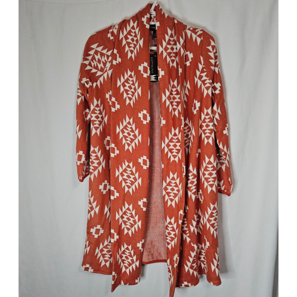 Antthony Original Womens Burnt Orange Geometric Southwestern Cardigan Size M NEW